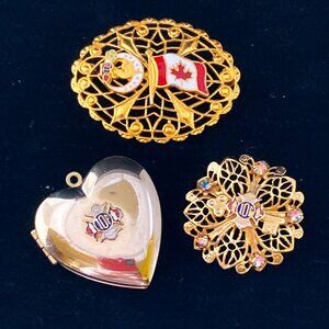 Trio of fabulous vintage service organization jewelry
